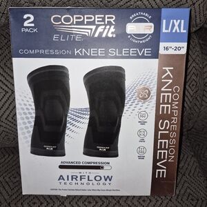 Copper Fit Elite Compression Knee Sleeve 2-Pack in Black L/XL